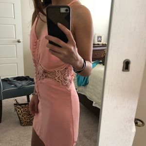 Mini dress with cut out lace details